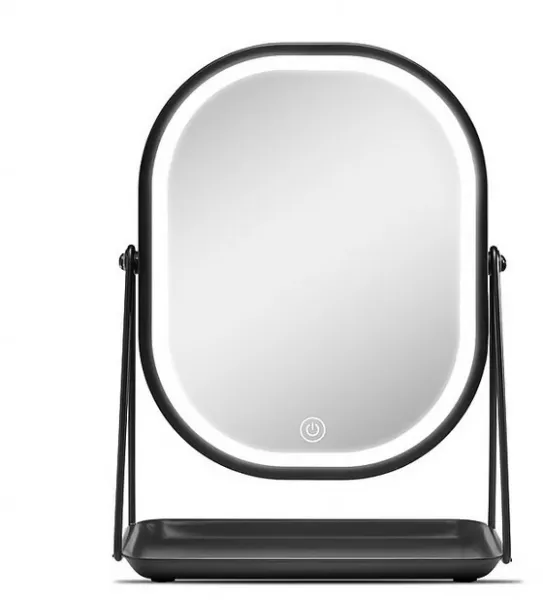 Gillian Jones - Bordsspegel med bricka och LED-ljus - Svart