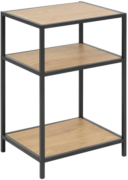 ACT NORDIC Seaford nattduksbord - naturlig vild ekfaner/svart metall, med 2 hyllor